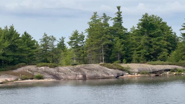 Smooth Rocks and Pine forests on the shores and Islands of Georgian Bay Ontario