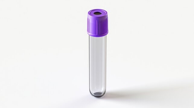Clinical EDTA specimen tube on pure white background