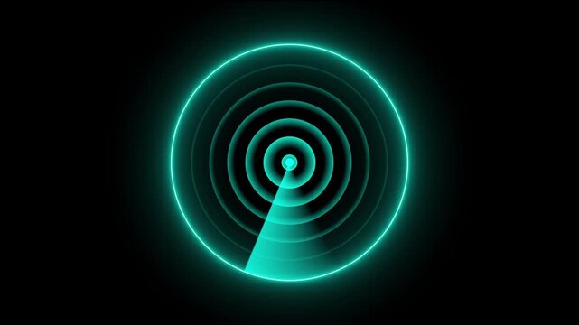 Glowing neon radar Scanning Navigation. abstract glow radar technology animation icon. Simple Radar Scanning with Black background 4k video animation.