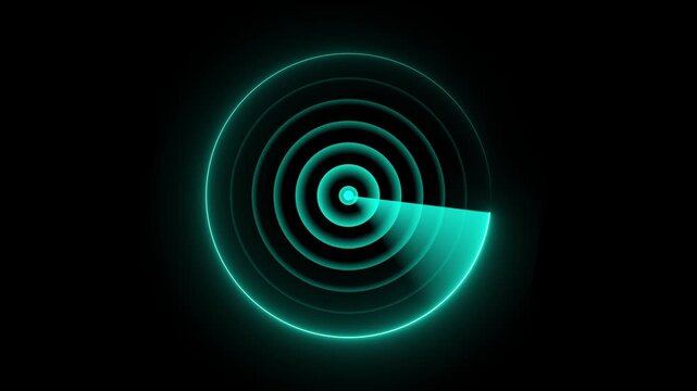 Glowing neon radar Scanning Navigation. abstract glow radar technology animation icon. Simple Radar Scanning with Black background 4k video animation.