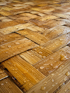 Wet bamboo weaving after rain
