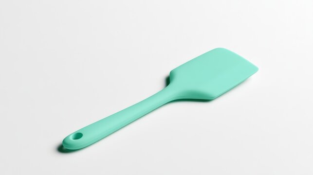 Flexible rubber spatula in teal on pure white background
