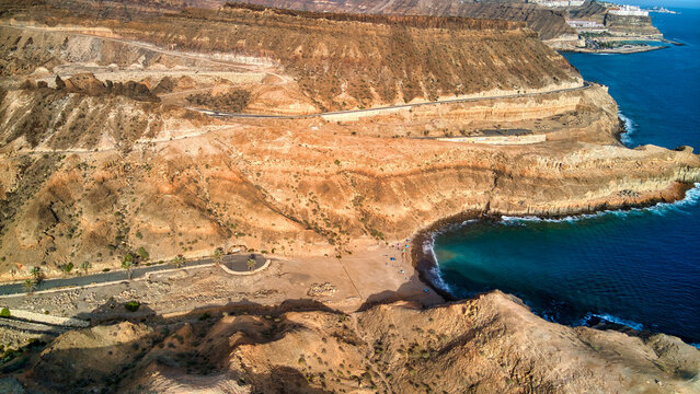Foto a&eacute;rea con dron de la playa de Medio Almud en Gran Canaria.