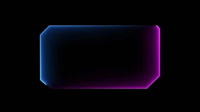 HUD, CALL, GUI interface screen animation. High tech screen for video game neon hologram screen. glowing  neon technology sci fi frame on black background 4k video with alpha channel.
