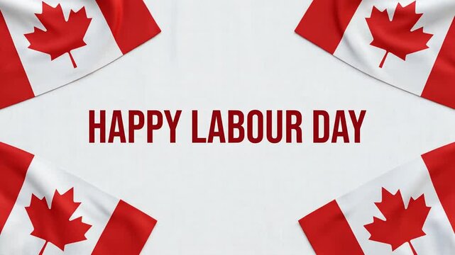Happy Labour Day greeting with national flags animation background