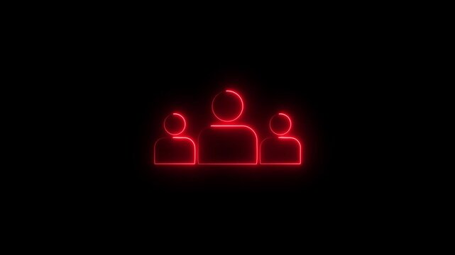 Neon User profile icon. Group people man icon animation. Staff corporate office group people man icon animation by neon sign, round avatar pictogram neon profile.User profile icon animation.