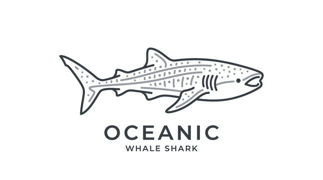 Oceanic Whale Shark Line Art Icon