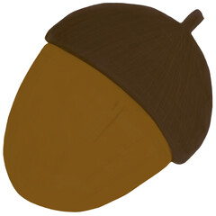 Hand drawn acorn with dark brown cap for autumn isolated on white background © Volavol