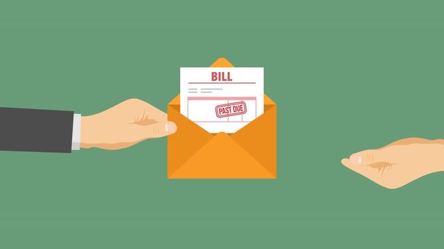 giving bill past due message video animation concept