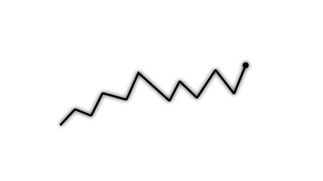 Graph with Upward Trend and Data Point on Black Background chart statistics. Statistics chart with upward moving white line graph and key data points in modern digital design.