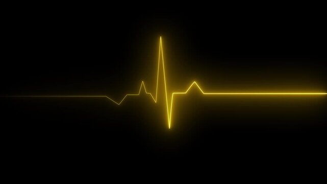 Neon electrocardiogram line on black background with flatline heart rate pulse.ECG monitor beating heart with a neon electrocardiogram overlay, featuring dynamic HUD elements.Abstract neon heartbeat