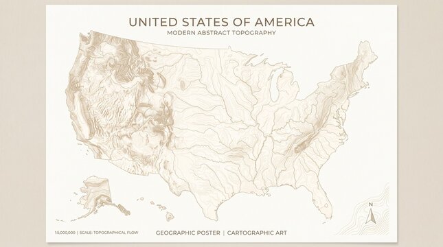 United States of America Map with Topographical Features
