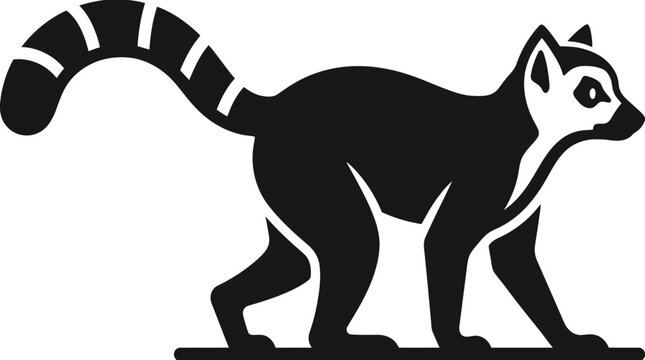 Ring tailed lemur silhouette walking side view