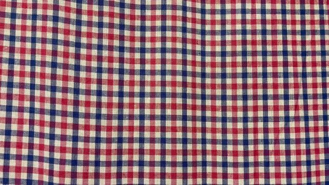 Red and blue gingham checkered fabric