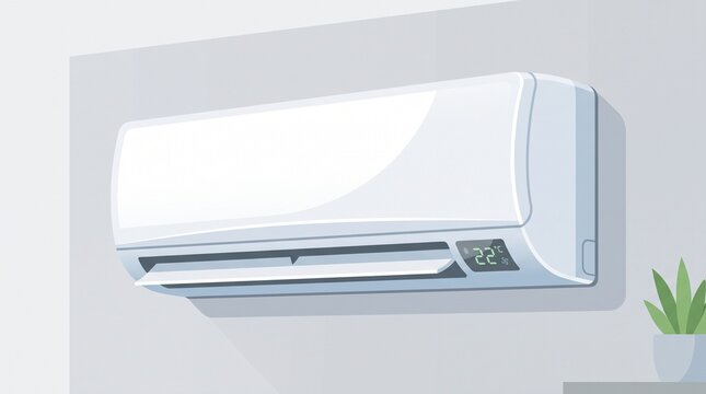 Modern wall mounted air conditioner vector illustration