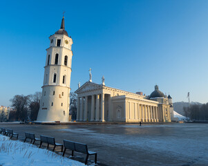 Fototapeta premium Cathedral Basilica of St Stanislaus and St Ladislaus of Vilnius, also known Vilnius Cathedral, main Catholic cathedral in Lithuania