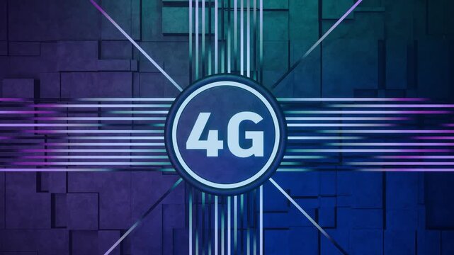 High-Speed Data Transfer Visualization with Glowing 4G Connectivity Lines