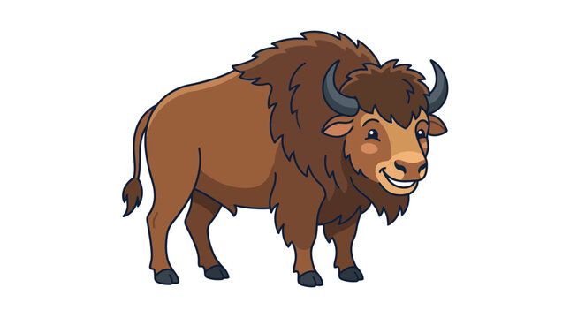 Cartoon bison standing full body side view