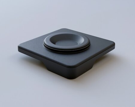 Matte square tray with circular indentation on a plain light gray surface