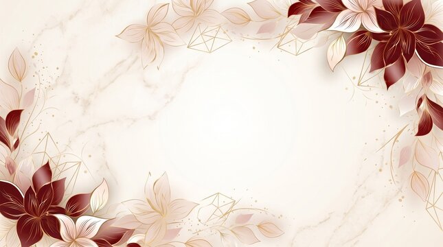 Elegant Burgundy and Gold Floral Thumbnail Background with Copy Space