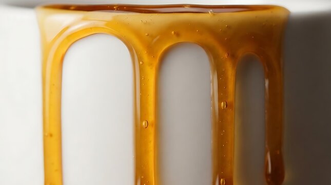 Golden honey dripping from fork tines