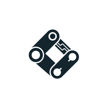 Abstract Minimalist Industrial Geometric Chain Link Vector Icon Design