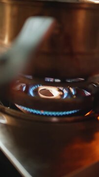 The gas burner was ignited at close range.