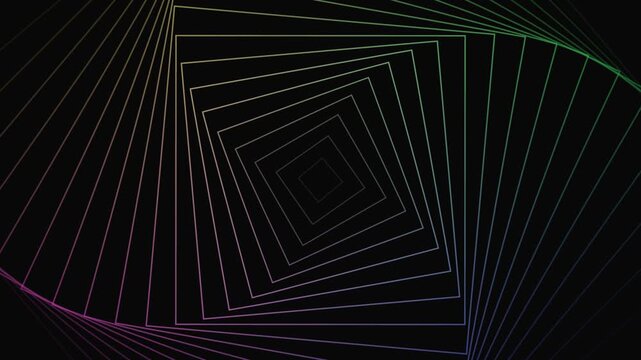 Hypnotic rainbow square tunnel animation seamless loop 4k ultra hd background graphics. Rainbow square tunnel animation hypnotic abstract seamless loop 4k motion graphics.