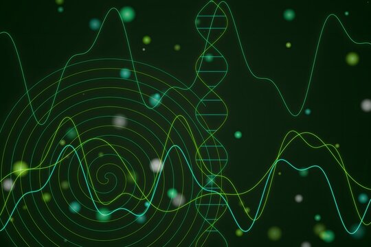 Abstract glowing lines and dots on dark background