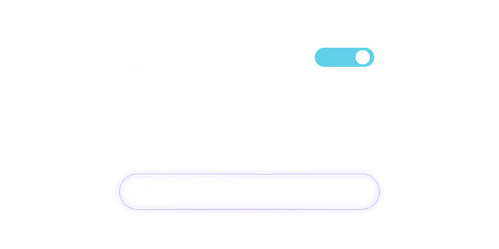 Minimalist UI toggle switch and search bar, blue interface elements on white background, clean digital user experience design