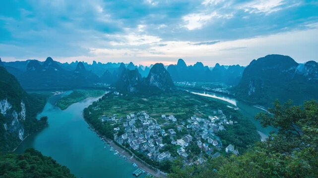 Evening at Laozhai Mountain, Xingping Town, Yangshuo, Guilin