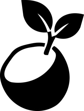 Minimalist coconut icon for World Coconut Day featuring a sprouting nut design in bold black vector graphic style