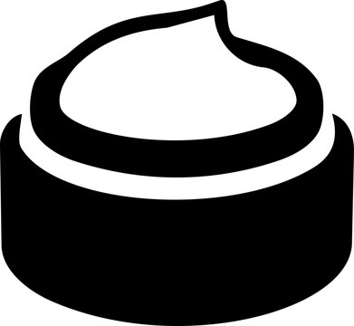 Coconut cream cosmetic jar icon for World Coconut Day featuring minimalist black and white vector graphic design
