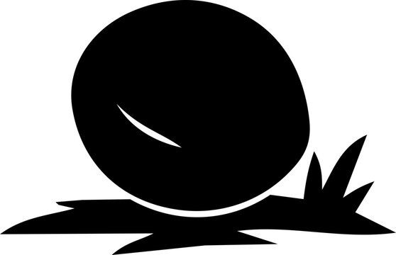 Coconut fruit silhouette icon for World Coconut Day celebration with minimalist black design on white background