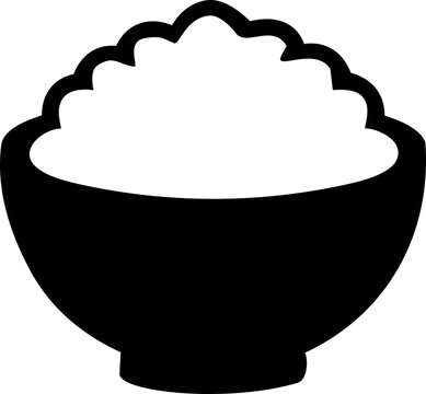 Simple black and white bowl icon representing coconut cream for World Coconut Day minimalist vector graphic design