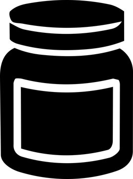 Coconut oil jar icon silhouette for World Coconut Day celebrations with solid black minimalist graphic design style