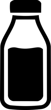 Coconut milk bottle icon for World Coconut Day featuring clean minimalist vector black silhouette design style