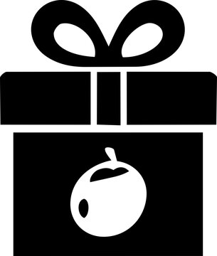 World Coconut Day gift icon representing tropical fruit presents with clean minimalist black silhouette on white background