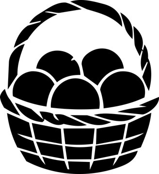 Minimalist black icon illustration of a woven basket filled with coconuts celebrating World Coconut Day event design