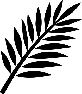 Minimalist black coconut palm leaf silhouette icon for World Coconut Day design with clean bold graphic style