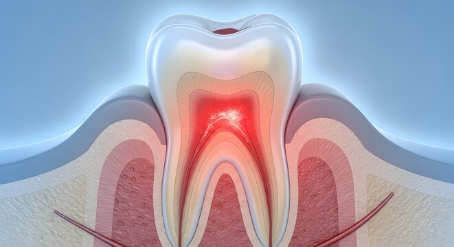 Tooth Sensitivity to Cold Stimulus Showing Painful Dental Nerve Reaction and Internal Pulp Response