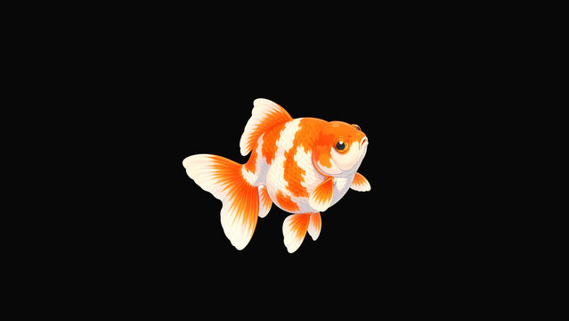 Red and White Ryukin Goldfish on Black Background &ndash; 8K Japanese Wallpaper
