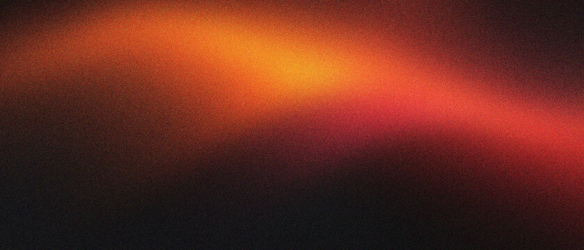 Abstract orange light leak on black background, warm glowing lens flare with grainy texture, soft red light streak for cinematic overlay, blurry fire effect for creative design projects.