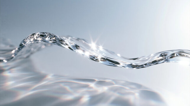 Pure Water Wave Splash with Sparkling Light Reflections