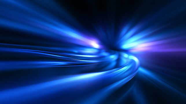 Futuristic Glowing Blue Fiber Optic Light Trails Background