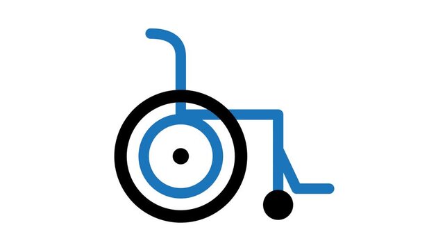 Wheelchair icon depicting mobility support process for healthcare accessibility and patient care