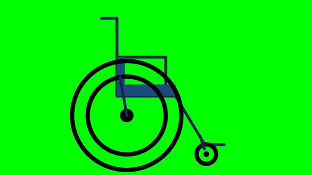 Wheelchair icon depicting mobility support process for healthcare accessibility and patient care