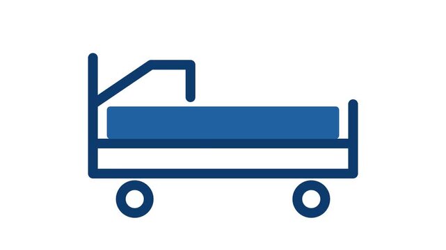 Hospital bed icon depicting patient care process for medical recovery and healthcare facility