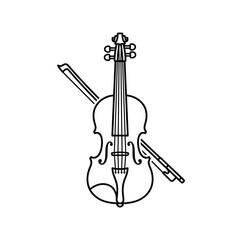 Fototapeta premium Violin and bow line art musical instrument design