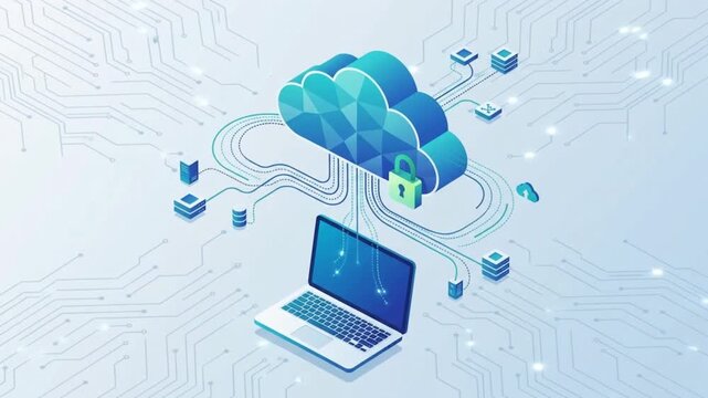 Isometric Cloud Computing and Data Security Animation
